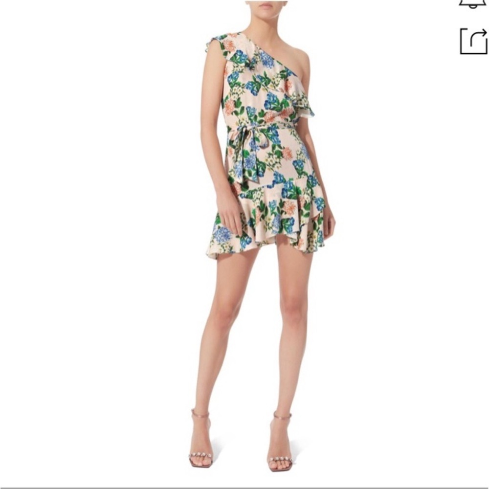 Marissa Webb Perryn Silk One Shoulder Floral Dress